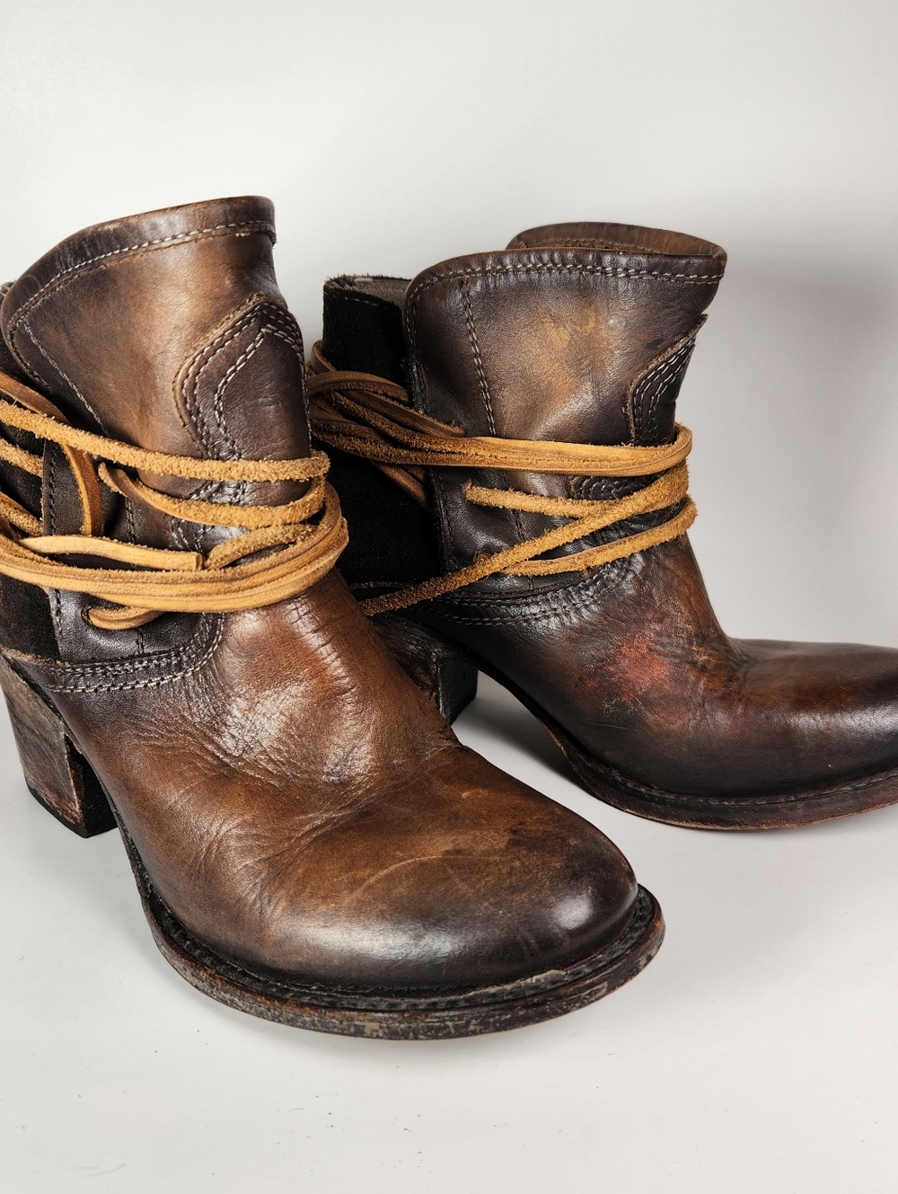 FREEBIRD Women's Casey Bootie Size 6 Brown Leather Western Boho Distressed Shoe